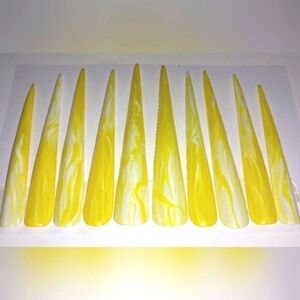 Hand crafted custom 10pc XL stiletto acrylic press on nails sz small